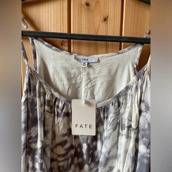 FATE gray cloud tie dye swing mini dress with belt size M NWT - Picture 3 of 12